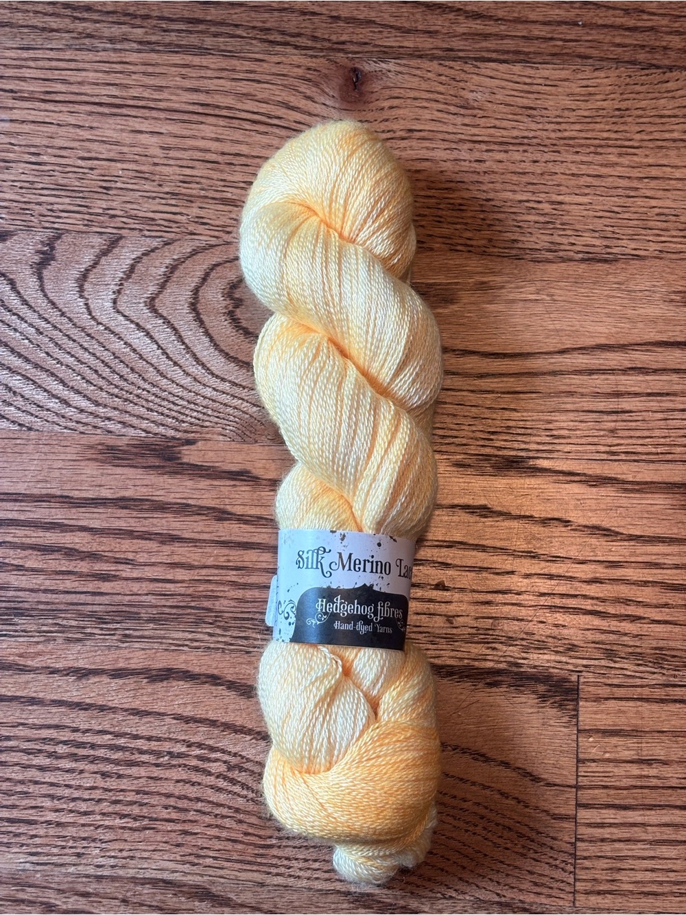 Hedgehog Fibres Yarn Silk Merino Wool Lace Weight Butter Yellow Tonal 50/50 Knit